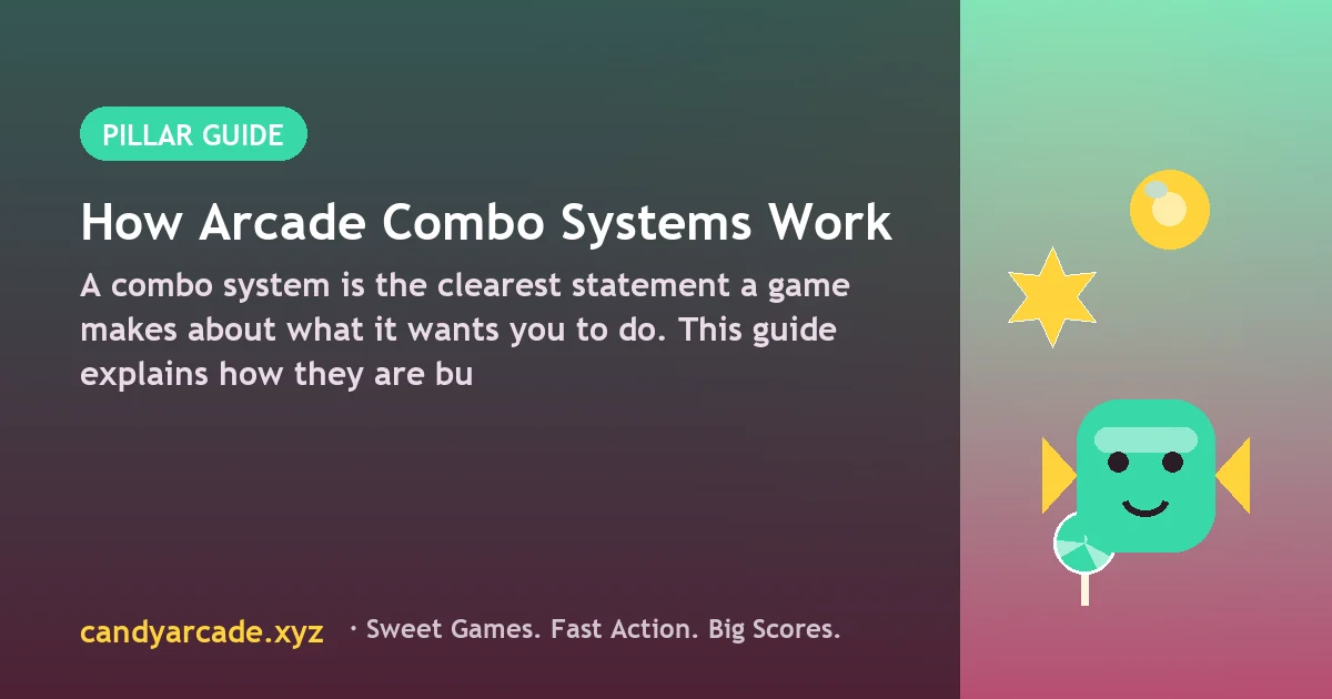 Combo meter artwork showing rising multiplier tiers in a candy arcade game