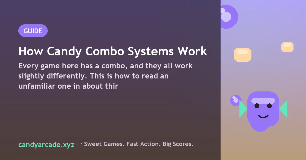 Combo meter showing tiers building from one to five in a candy arcade game