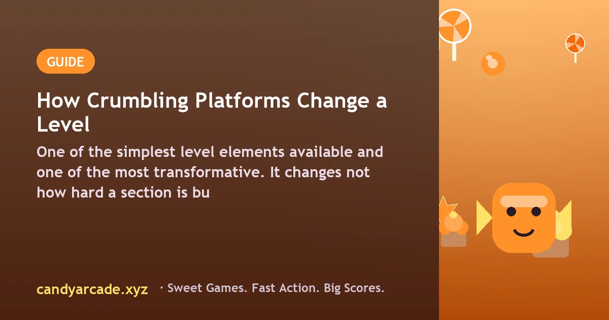 A platformer section with crumbling platforms falling away behind a running character